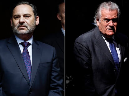 A la izquierda, José Luis Ábalos, y a la derecha, Luis Bárcenas.