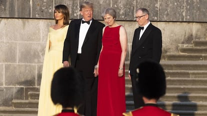 Melania e Donald Trump e Theresa e Philip May, nesta quinta-feira.