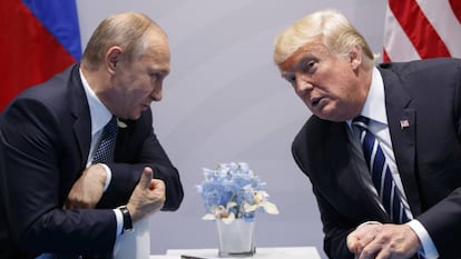 Donald Trump y Vlad&iacute;mir Putin en el G-20 de Hamburgo.