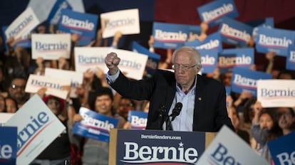 Bernie Sanders, este sábado en Texas tras su victoria. 