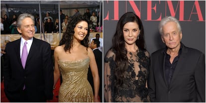 Michael Douglas y Catherine Zeta-Jones (24 años casados). Aunque pocos apostaban por esta pareja cuando se casaron hace casi 25 años (por su diferencia de edad, entre otros motivos), el matrimonio ha demostrado a los detractores de su relación que se equivocaban. La actriz galesa, en una entrevista concedida el 5 de abril de 2021 a ‘Wall Street Journal Magazine’, quiso compartir los motivos por los que seguían juntos después de tantos años. “Nos lo seguimos pasando muy bien juntos. Y ninguna relación sentimental sería normal si no hubiera altibajos. Pero nunca hemos perdido nuestro sentido del humor y todavía disfrutamos mucho de la compañía que nos hacemos el uno al otro”, explicó. "Respetamos el espacio del otro y nuestro sentido del humor es eterno, no hace falta explicar nada más”, añadía Zeta-Jones. Sus caminos se cruzaron por primera vez en septiembre de 1998, durante el festival de cine estadounidense de Deauville. El 15 de agosto de 2000 nació Dylan Michael, primer hijo de Zeta-Jones y el segundo para Douglas —él es también padre de Cameron, que nació en 1978, fruto de su anterior matrimonio con Diandra Luker—, y el 18 de noviembre de ese año se casaron en el Hotel Plaza de Nueva York. En 2003, dieron la bienvenida a su hija Carys.