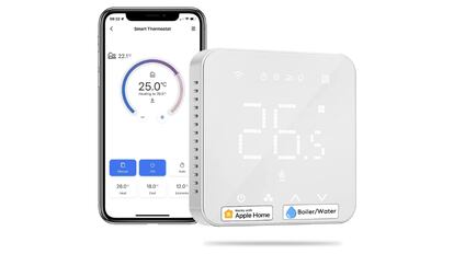Termostato Inteligente WiFi para calderas, compatible con Apple HomeKit, Alexa, Google Assistant y diseñado con pantalla digital, táctil y LED