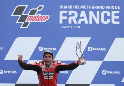 Danilo Petrucci celebra su primer triunfo del año en Le Mans.