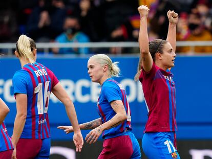 Alexia Putellas celebra su gol ante el Real Madrid en el partido de la liga femenina de este domingo.