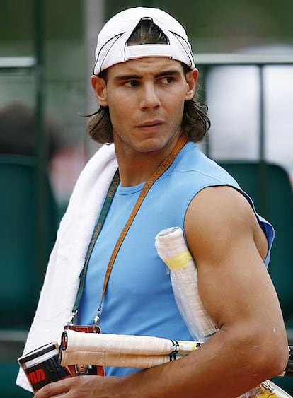 Rafa Nadal, ayer, antes de entrenarse.