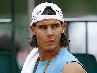 Rafa Nadal, ayer, antes de entrenarse.