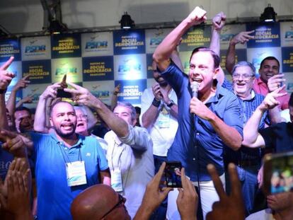 O prefeito de São Paulo, João Doria, durante as prévias do PSDB que o confirmaram como candidato ao Governo do Estado.