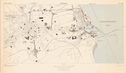 Mapa de Valencia realizado por los británicos en 1942 y conservado en la Universidad de Princeton.