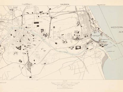 Mapa de Valencia realizado por los británicos en 1942 y conservado en la Universidad de Princeton.