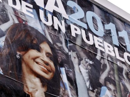 Cartel electoral de la presidenta argentina, Cristina Fernández.