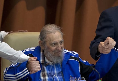 Fidel Castro, durante la clausura del 7º Congreso del Partido Comunista Cubano, el 19 de abril de 2016 en La Habana.