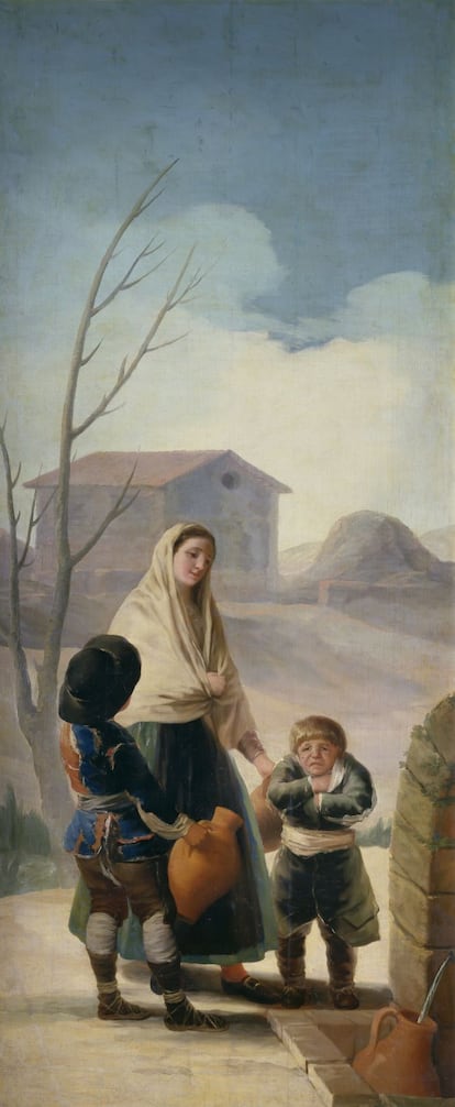 'Mujer con dos muchachos en la fuente' ('Los pobres en la fuente'), de 1786-87. Los dibujos de los cartones servían para tejer después los tapices que adornaban las estancias reales.