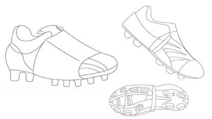 Boceto de la patente 'cubre botas técnico para bota de fútbol' de Sergio Serrano.