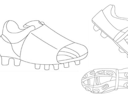 Boceto de la patente 'cubre botas técnico para bota de fútbol' de Sergio Serrano.