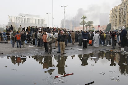 Manifestantes en la plaza de Tahrir