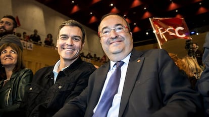 Pedro Sánchez i Miquel Iceta a Girona, durant la campanya dels eleccions catalanes del 21-D.