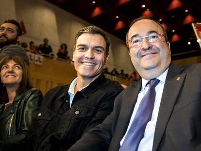 Pedro Sánchez i Miquel Iceta a Girona, durant la campanya de les eleccions catalanes del 21-D
