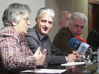 El presidente de la Audiencia de Gipuzkoa, Iñaki Subijana, en el centro, en una imagen de 2019.