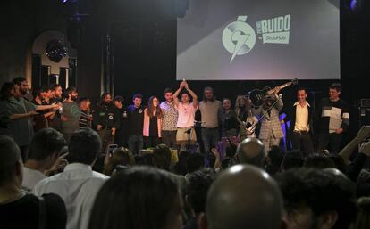 Parte de los grupos nominados al Premio Ruido 2019, en Madrid.