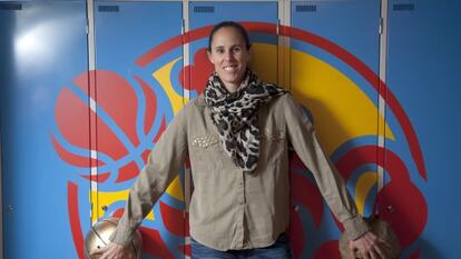 Amaya Valdemoro at the FEB basketball federation HQ earlier this year.