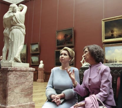 Svetlana Medvedev y la reina Sofía en el Ermitage