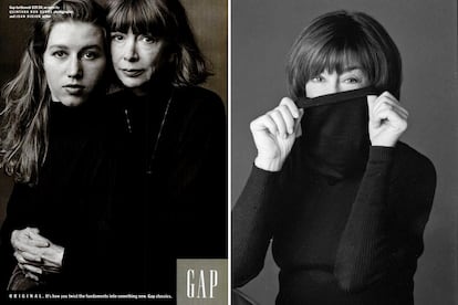 Joan Didion junto a su hija en una campaña de Gap y la escritora Nora Ephron.