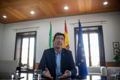 Juan Marín, durante la entrevista en el palacio de San Telmo. 