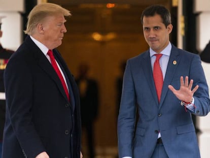 El presidente de Estados Unidos, Donald Trump, recibe al líder opositor venezolano Juan Guaidó en la Casa Blanca el pasado mes de febrero.