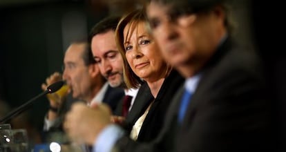La coordinadora de EUPV, Marga Sanz, en el Fórum Europa, donde ha dado hoy una conferencia.