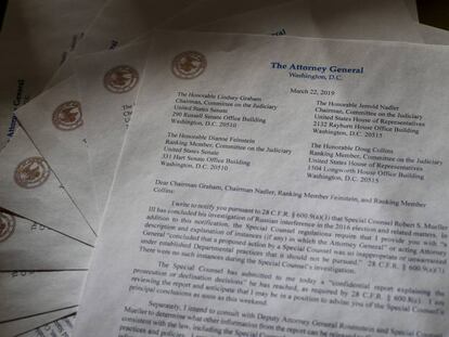 Copias de la carta de Mueller al fiscal general.