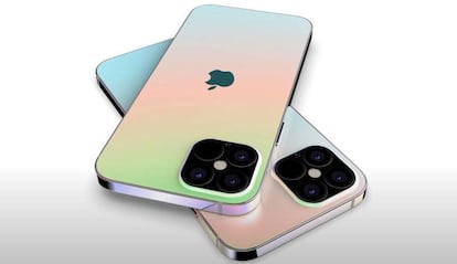 Diseño de concepto de dos iPhone 12 Pro Max.