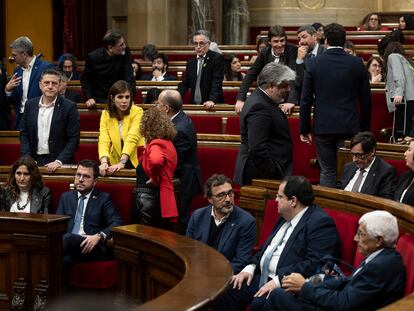 Un momento del pleno celebrado este miércoles en el Parlamento catalán.
