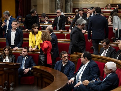 Un momento del pleno celebrado este miércoles en el Parlamento catalán.