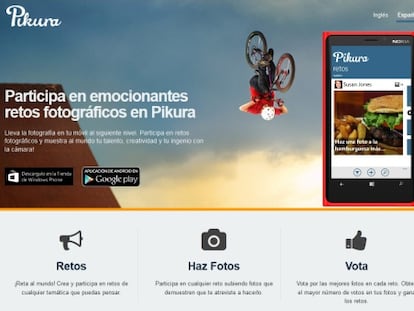 Página web de la aplicación de fotografía.