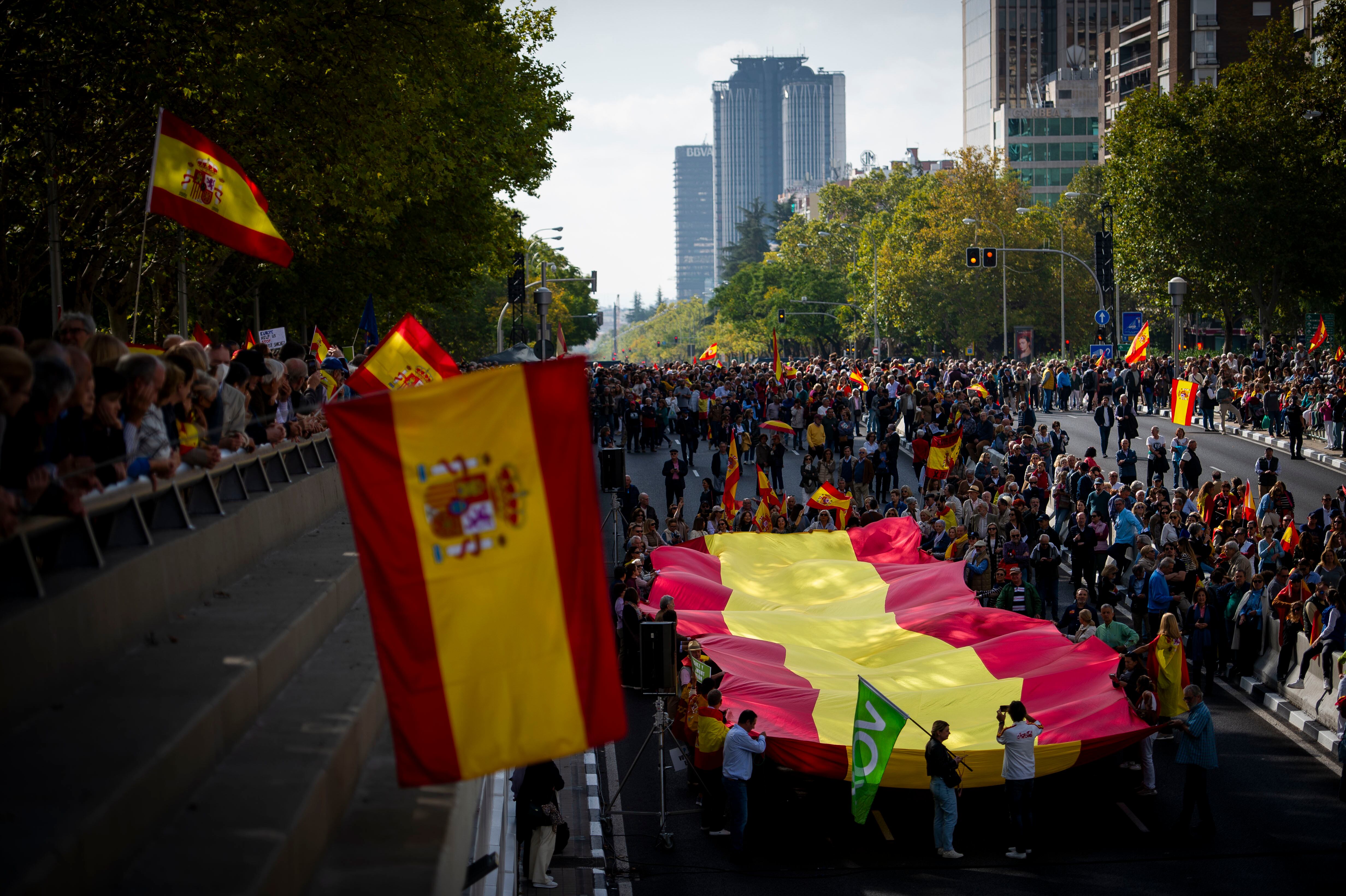 Derecha y ultraderecha reúnen a 25.000 personas en Madrid para exigir elecciones ya