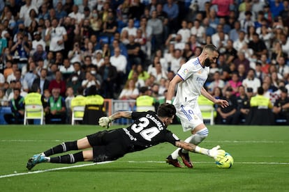 El madridista Karim Benzema en un partido de la pasada temporada de LaLiga Santander.