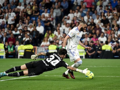 El madridista Karim Benzema en un partido de la pasada temporada de LaLiga Santander.