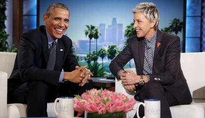 Barack Obama y Ellen DeGeneres en su programa el pasado 11 de febrero. 