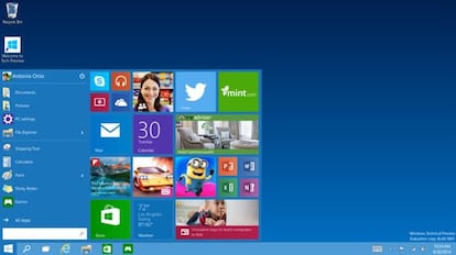 Muestra del escritorio de Windows 10.