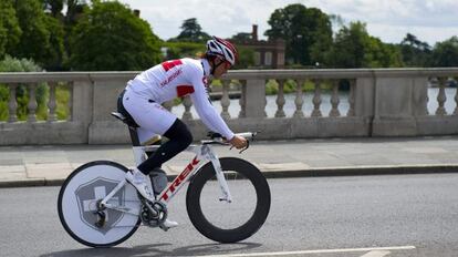 Cancellara, durante un entrenamiento en Londres.