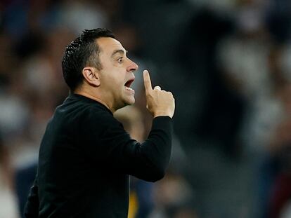 Xavi, durante el último clásico entre Real Madrid y Barcelona.