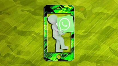 WhatsApp en 3D sujetado