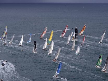 Salida de los barcos de la clase IMOCA de la Ruta del Ron, en 2014