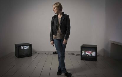 La artista María Sánchez en la Galería Alegría de Madrid.