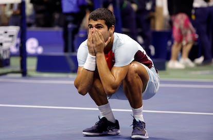 Carlos Alcaraz, tras ganar a Jannik Sinner, en Nueva York.