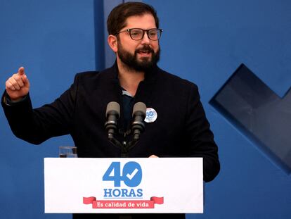 El presidente de Chile, Gabriel Boric, pronuncia un discurso el 23 de agosto de 2022 en Santiago.