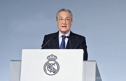 Florentino Pérez, durante la Asamblea de Compromisarios del pasado domingo.