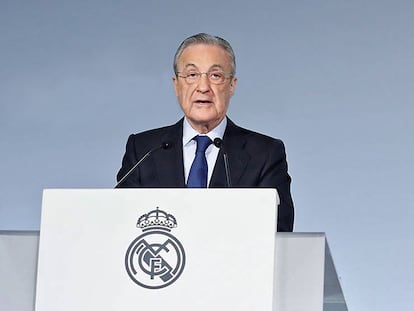 Florentino Pérez, durante la Asamblea de Compromisarios del pasado domingo.