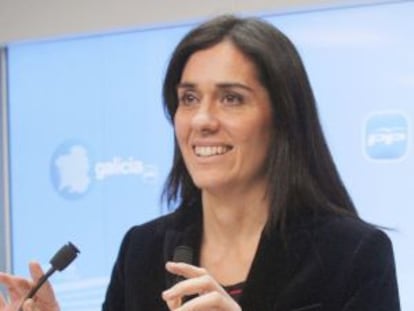 La portavoz del PP gallego en una rueda de prensa