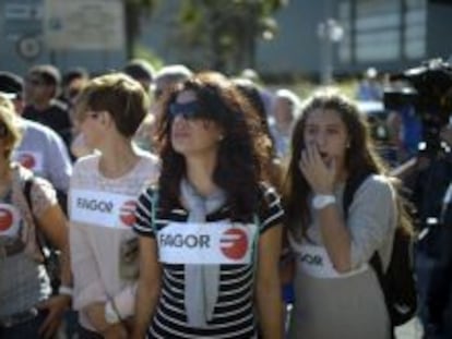 Manifestaci&oacute;n de trabajadores de Fagor, el viernes en Mondrag&oacute;n.